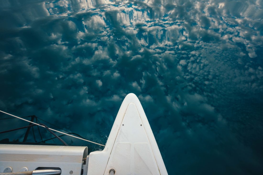 catamaran bow in lake superior