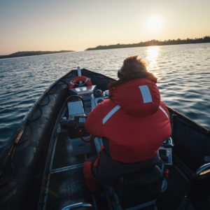 rear view zodiac at sunrise