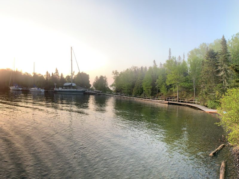 Frodo docked at Thompson Island